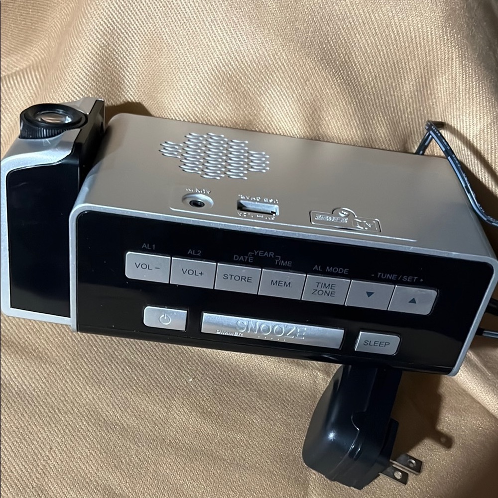 Emerson silver  and Black Clock Radio